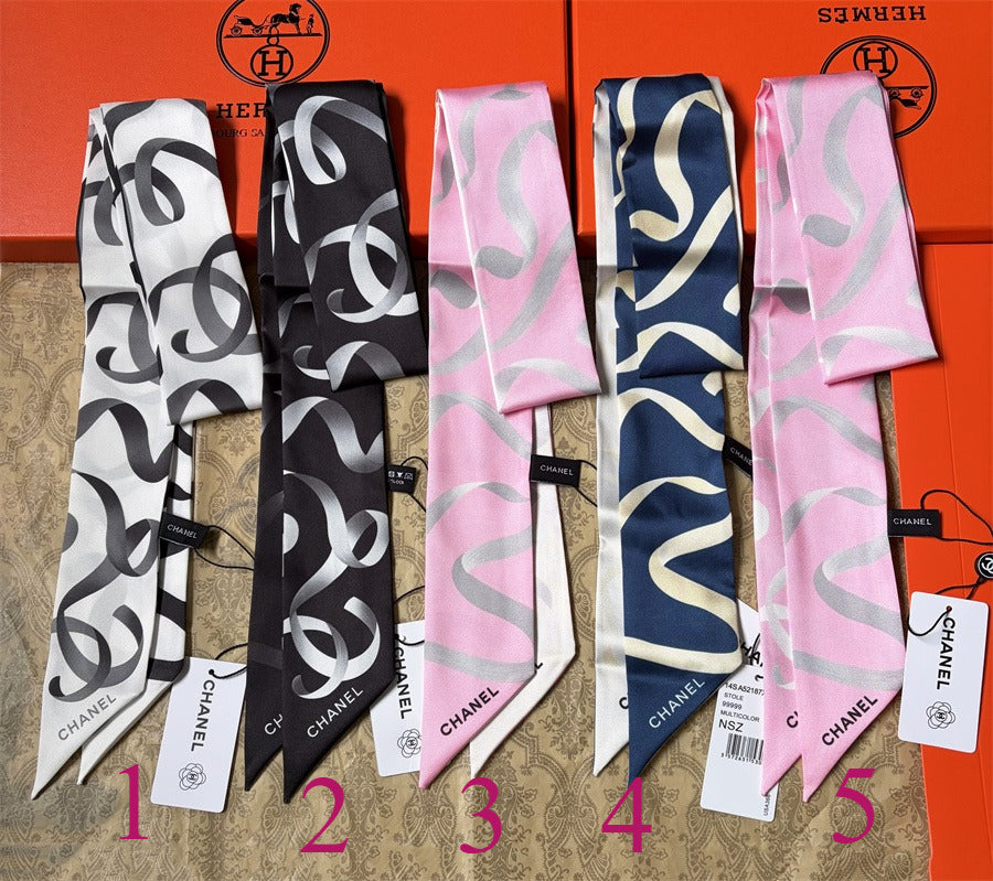 Oversized Interlocking-C Ribbon Scarf - 5 x 120 cm