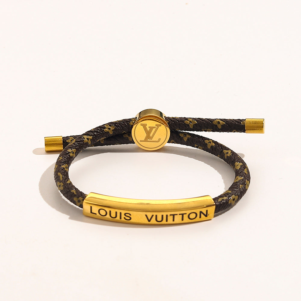 304 Stainless Steel Adjustable Monogram Cord Plate Bracelet