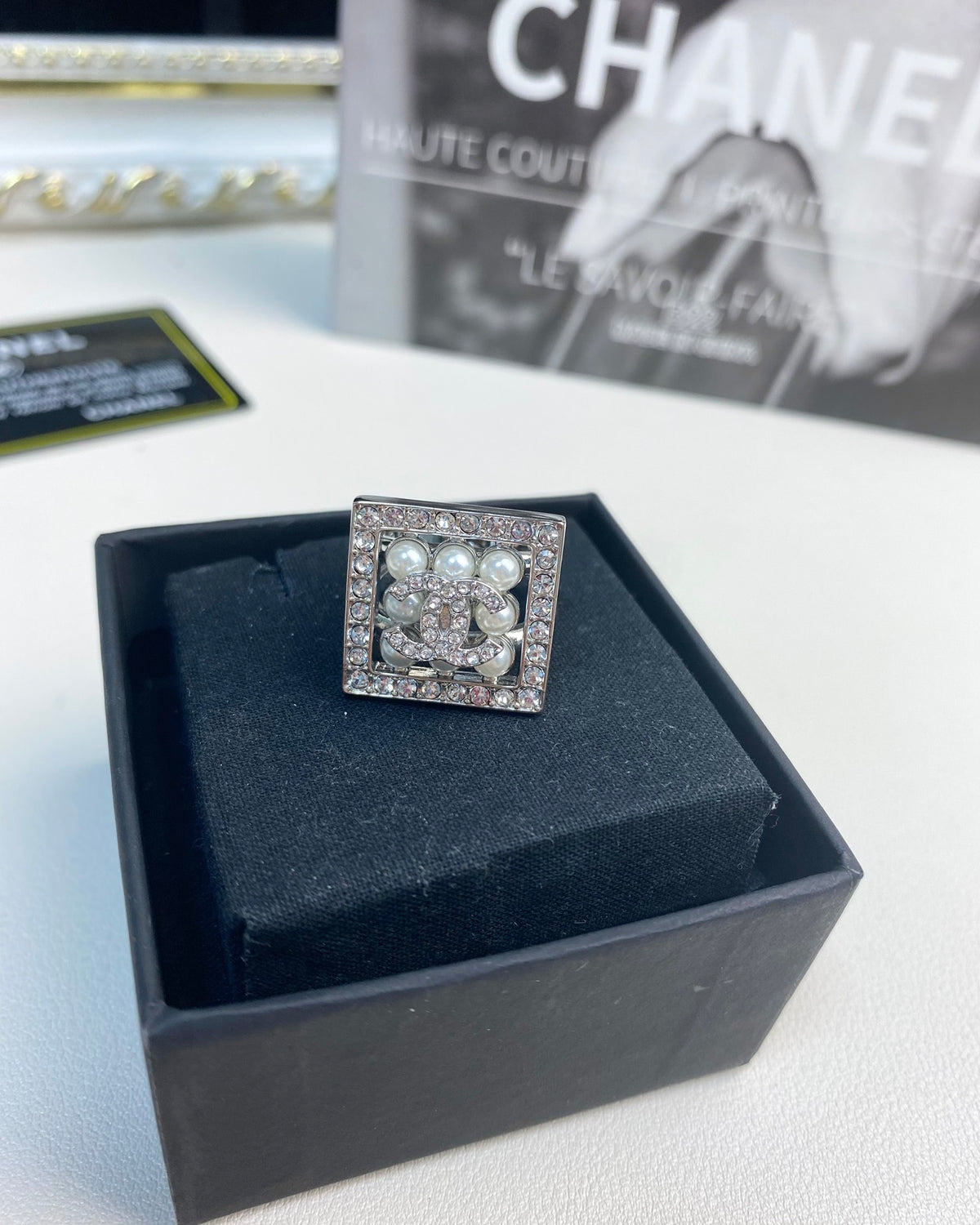 Square Stone-Set Statement Ring