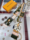 Chain & Monogram Print Ribbon Scarf - 5 x 120 cm