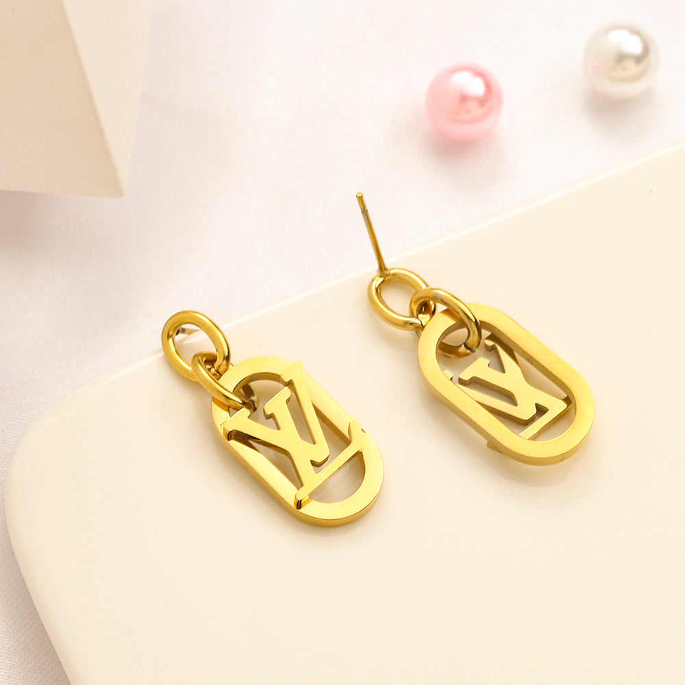 304 Stainless Steel Monogram Chain Earrings, Bracelet & Necklace Collection