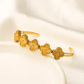 304 Stainless Steel Fluted Quatrefoil Open Cuff Bracelet