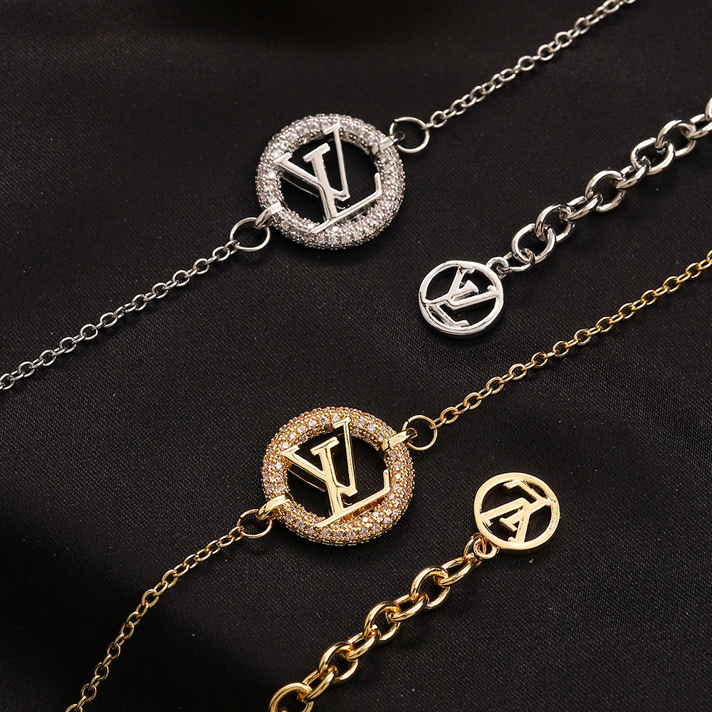 Copper Pave Round Monogram Earrings, Bracelet & Necklace Collection
