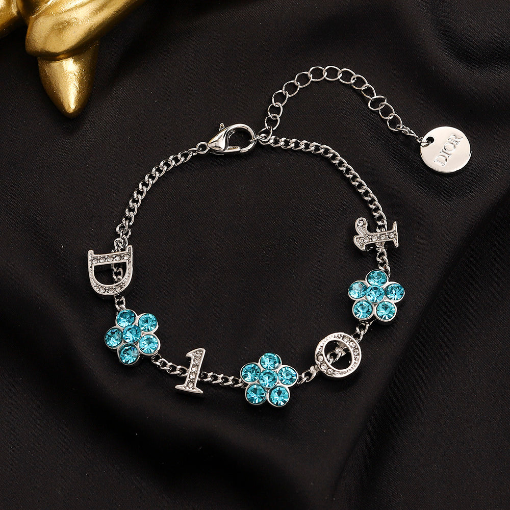 Alloy Floral Letter Earrings, Bracelet & Necklace Collection
