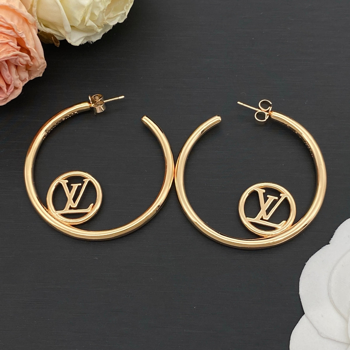 Small Monogram Accent Hoop Earrings
