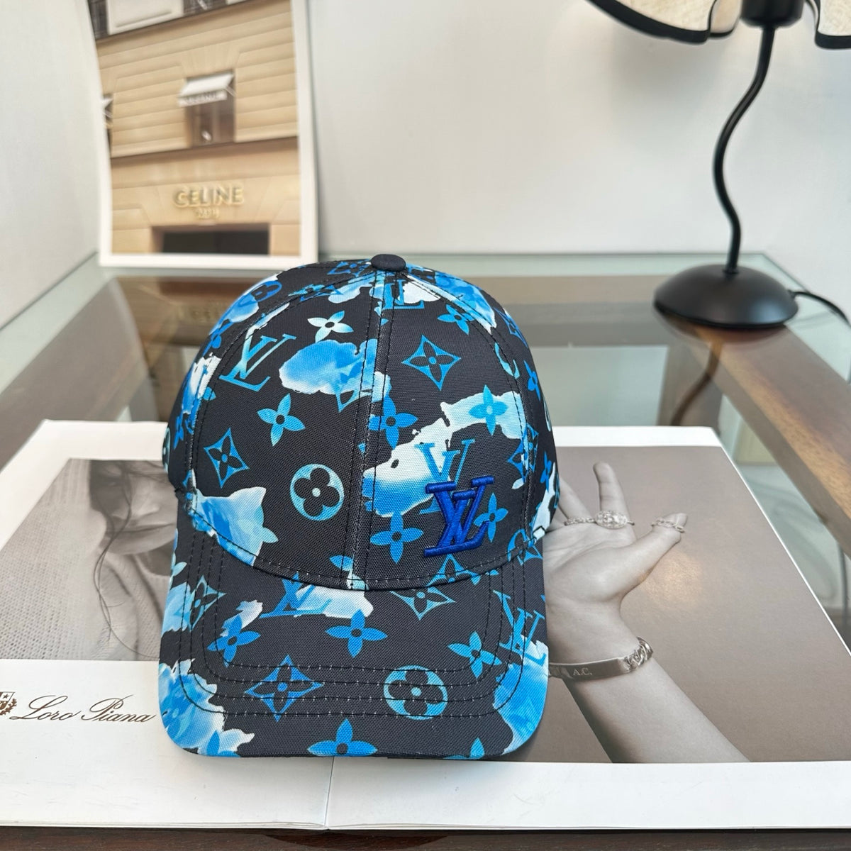 Blue Graphic Monogram Baseball Cap