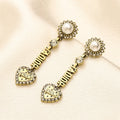 304 Stainless Steel Bead & Letter Charm Drop Earrings