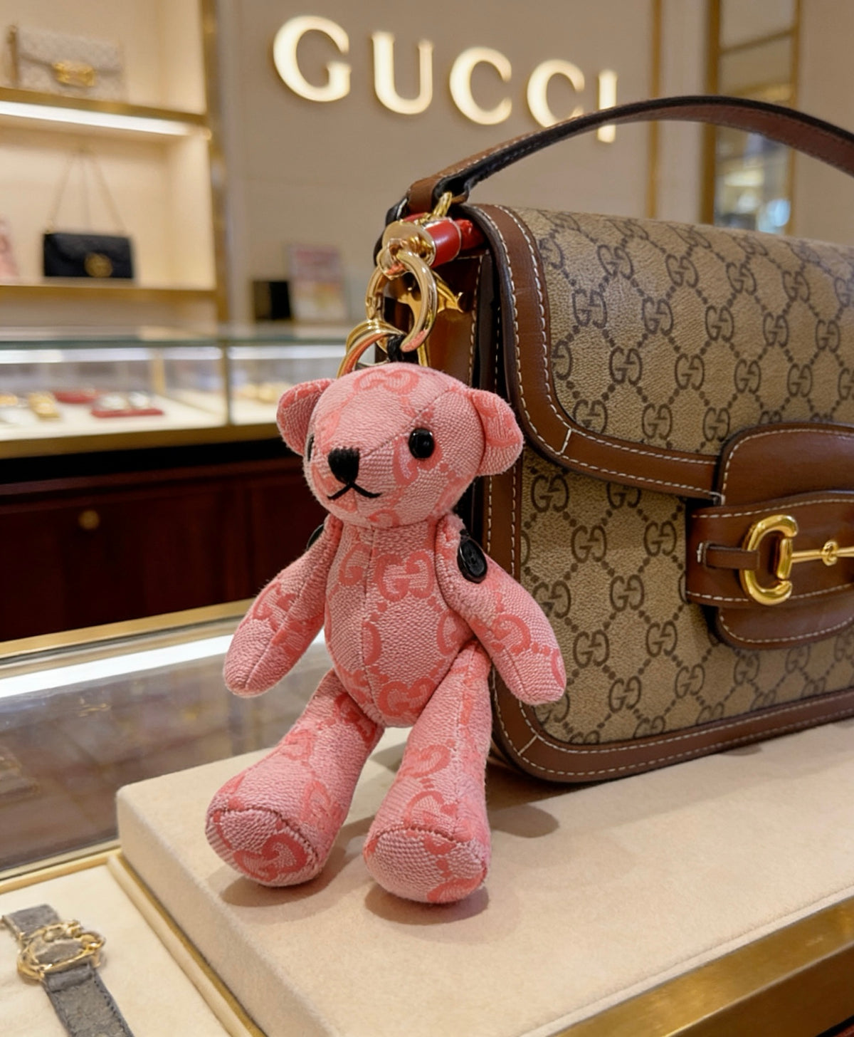 Monogram Teddy Bear Keychain