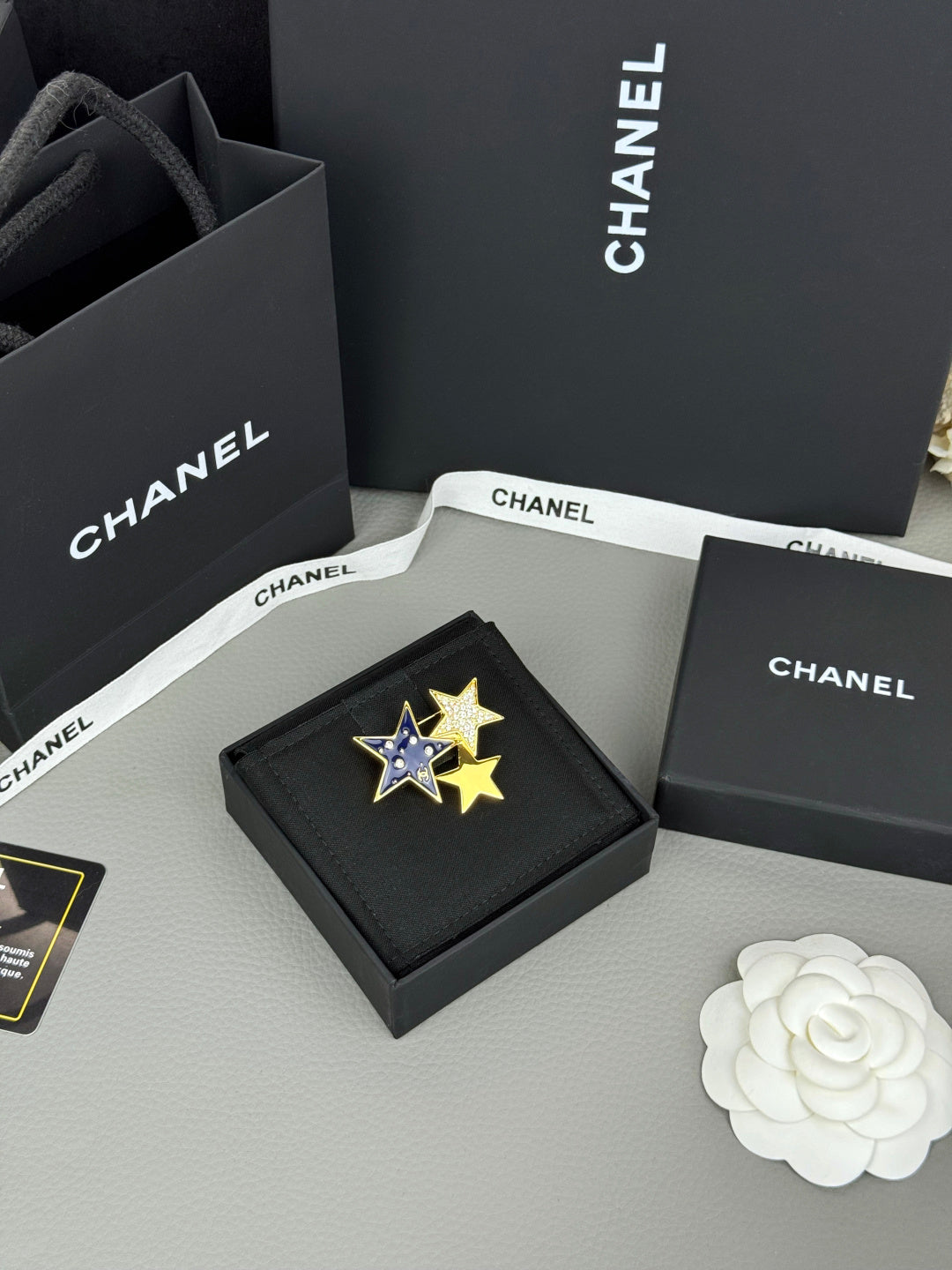Triple Star Brooch with Stone Accents