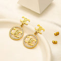 304 Stainless Steel Quatrefoil & Circle Drop Earrings
