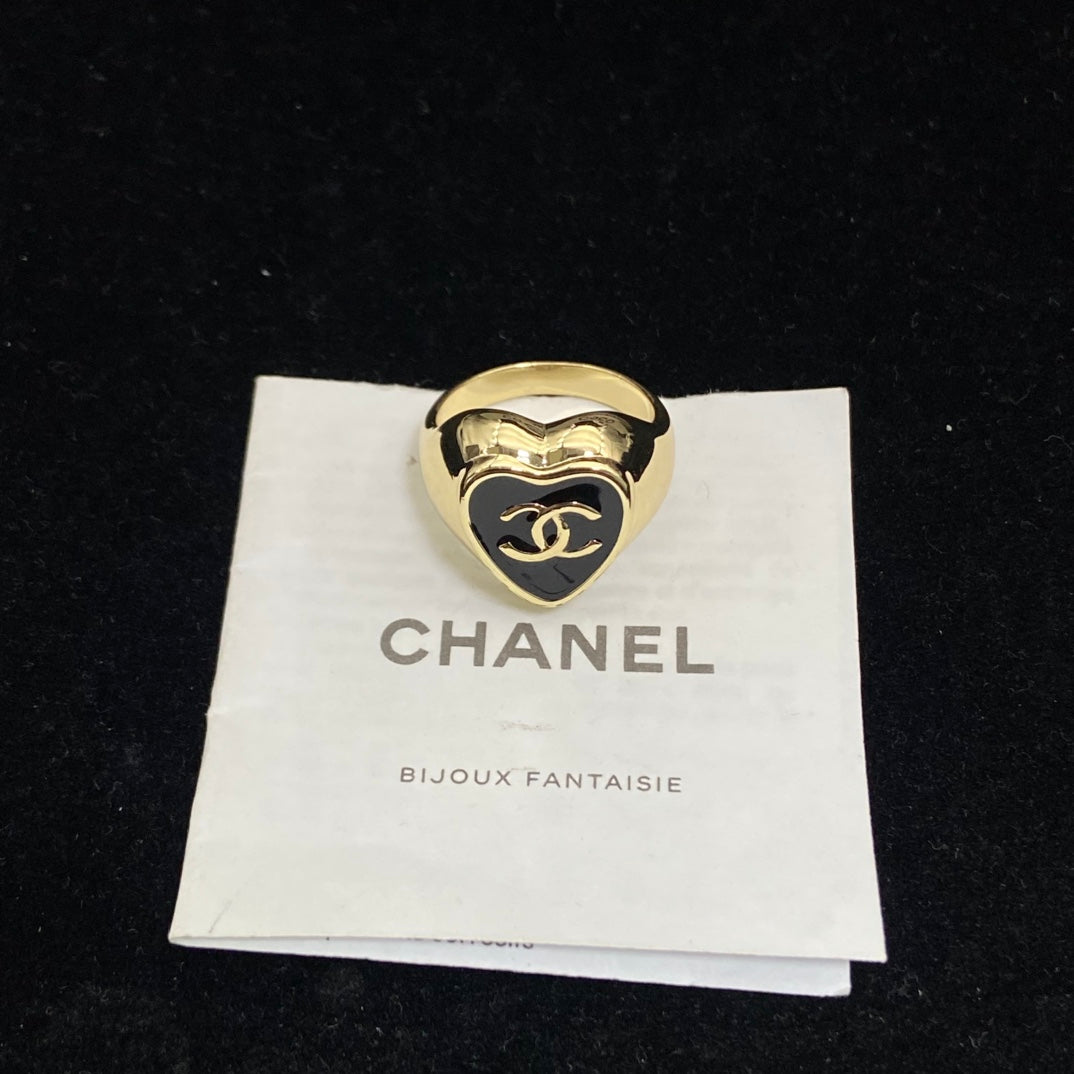 Black-Inlay Emblem Signet Ring