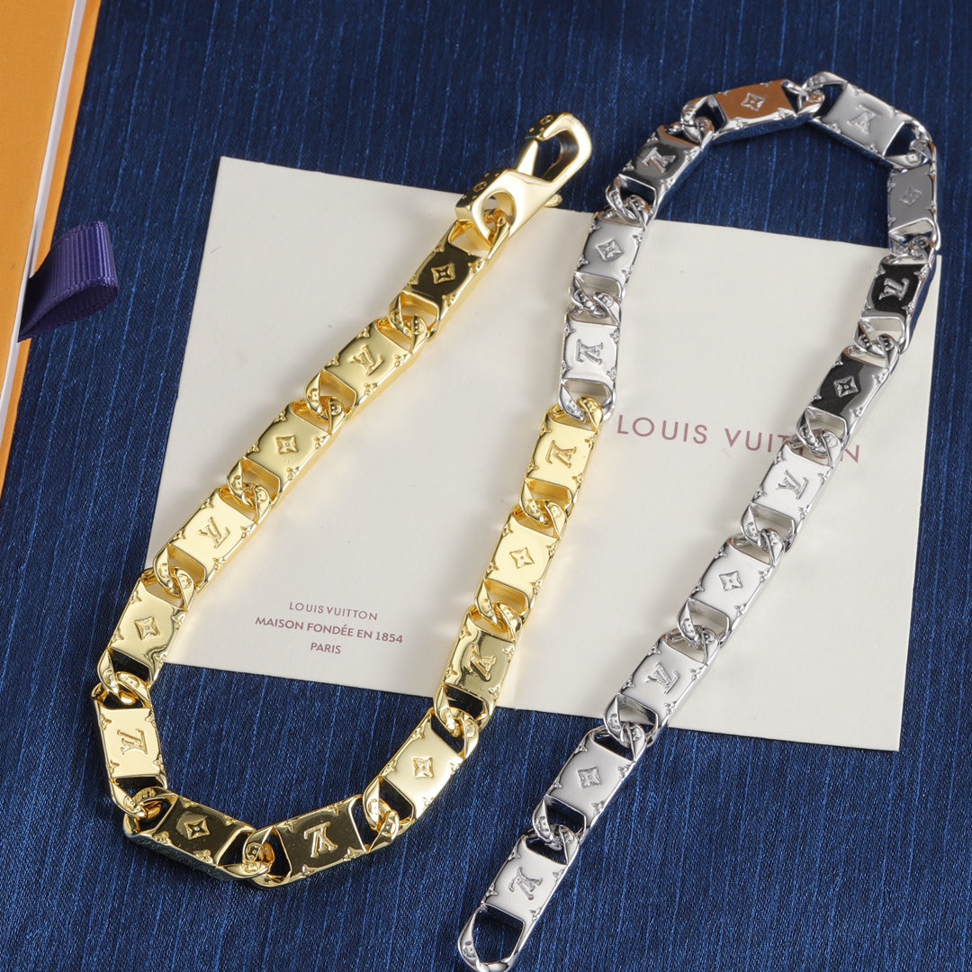 Two-Tone Engraved Link Necklace