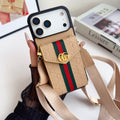 Web Stripe Phone Case with Card Pocket and Strap