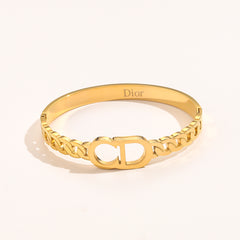 Bracelet jonc monogramme en acier inoxydable 304 à maillons mixtes