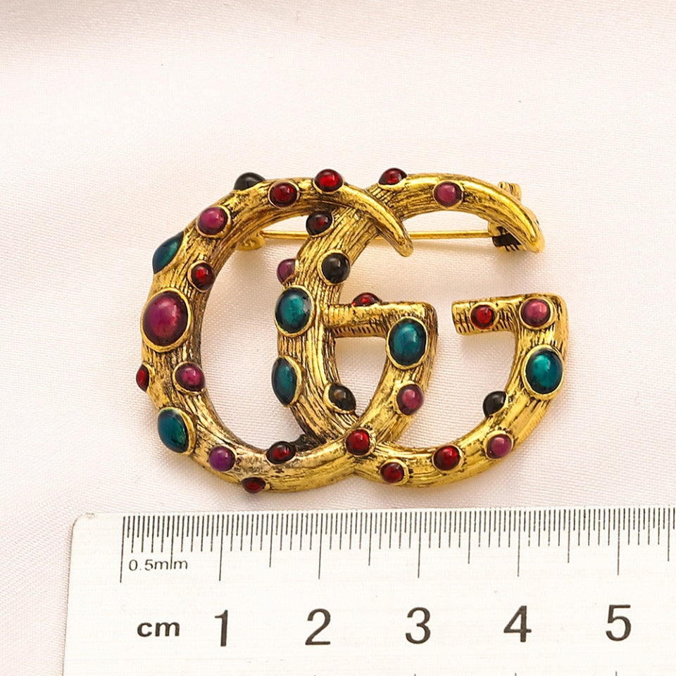 Alloy Multicolor Stone Earrings & Brooch Collection