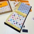 Contrast Border Floral Monogram Square Scarf - 90 x 90 cm