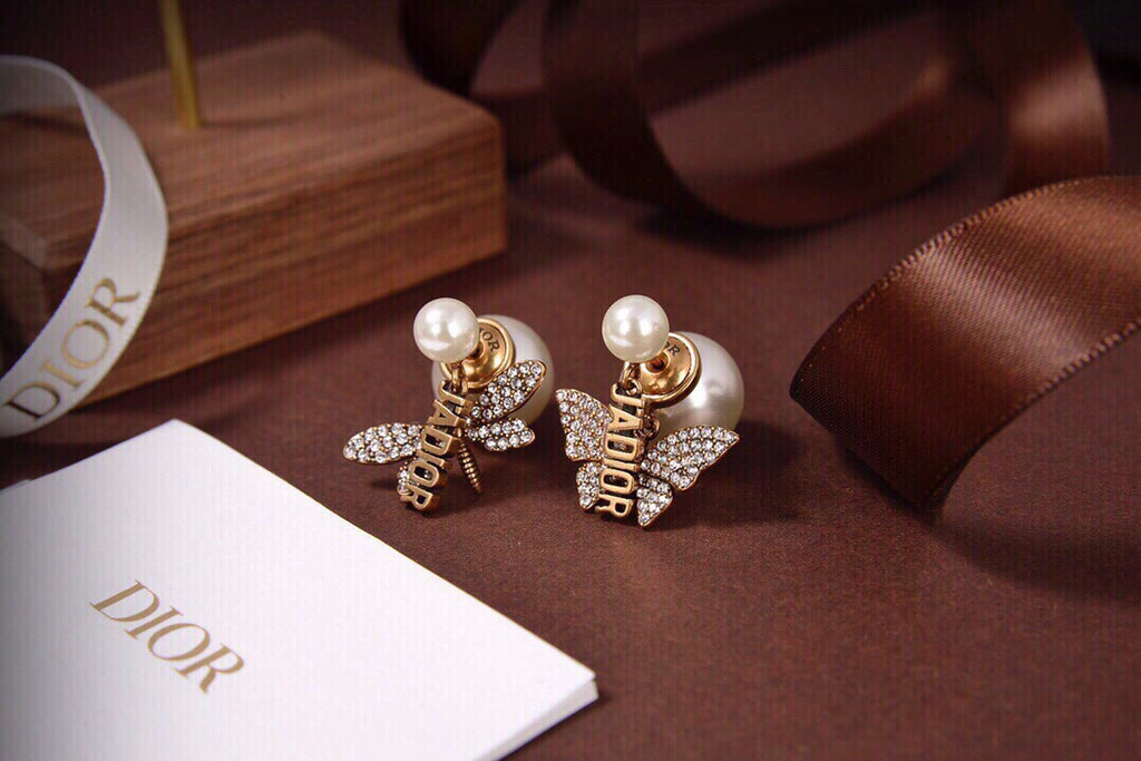 Pearl-Effect Butterfly Stud Earrings