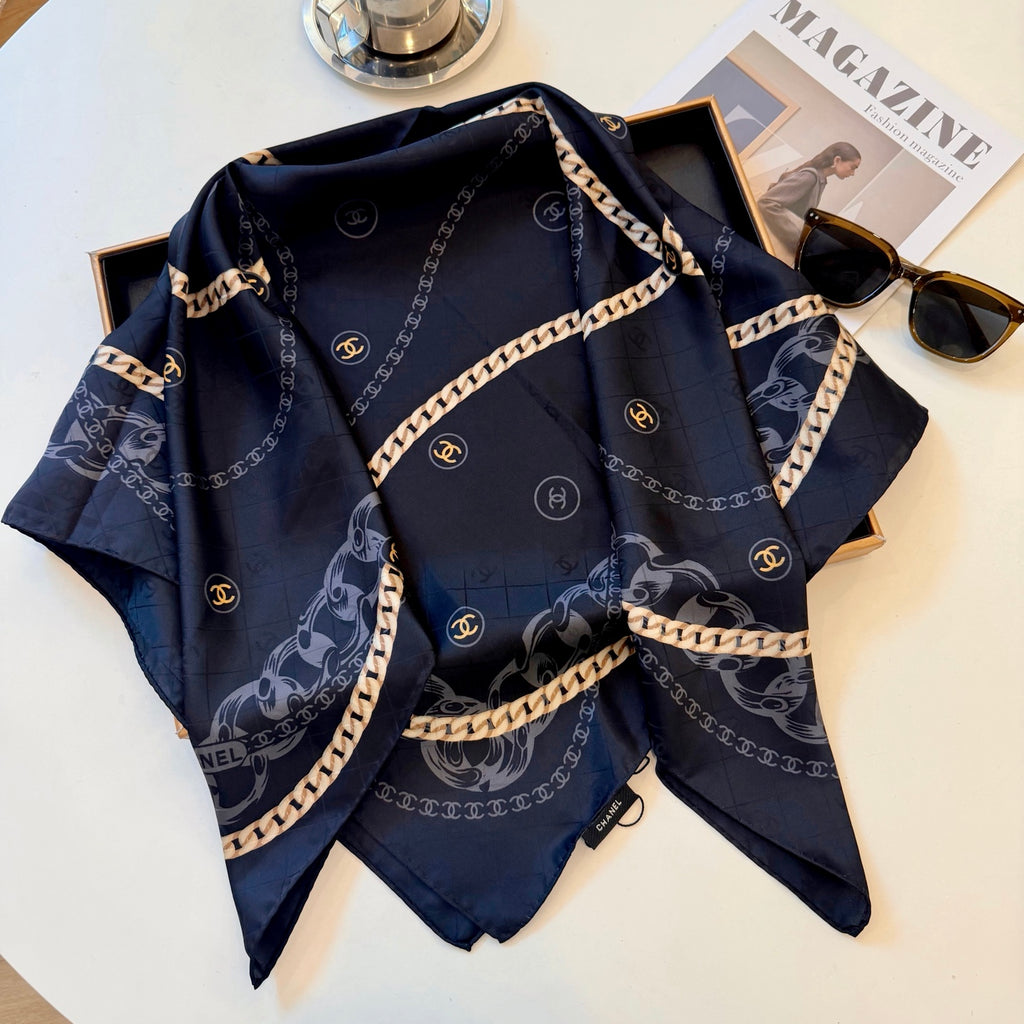 Chain Border Monogram Square Scarf - 90 x 90 cm