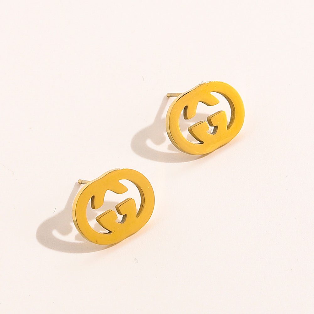 304 Stainless Steel Polished Double-G Earrings & Necklace Collection