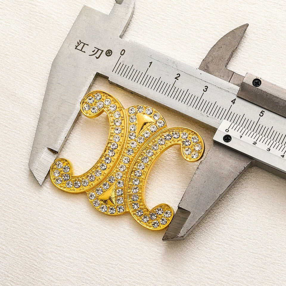 Alloy Steel Pave Emblem Brooch