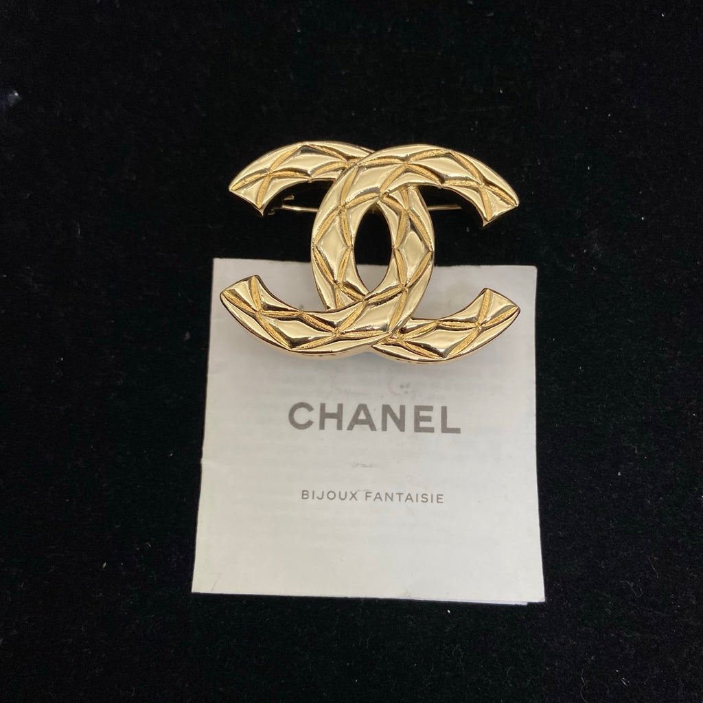 Textured Interlocking Emblem Brooch