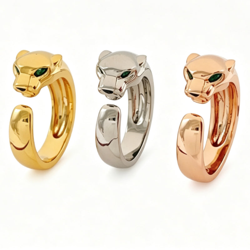 Polished Panther Head Wrap Ring