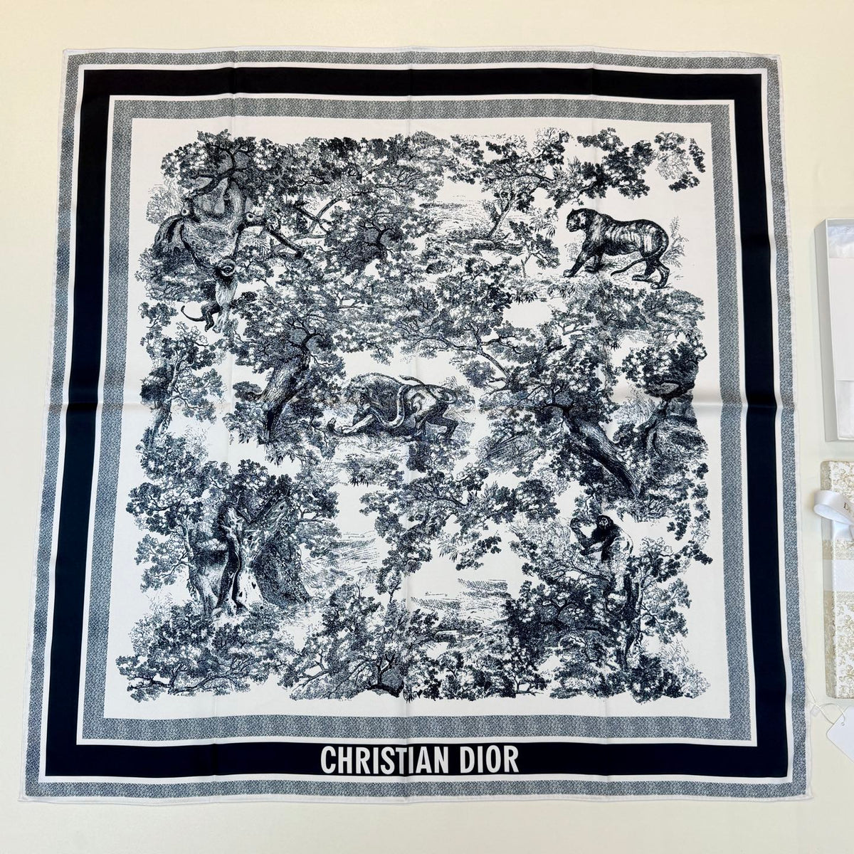 Foulard carré à imprimé paysage color block – 90 x 90 cm