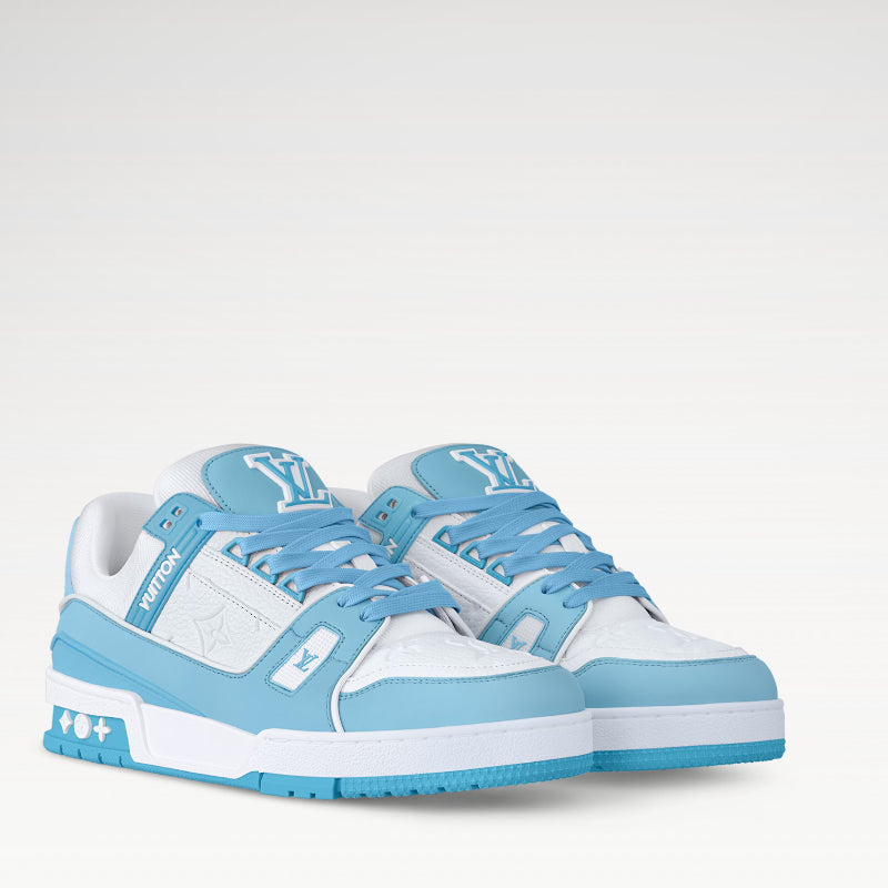 Sky Blue and White Low-Top Sneakers