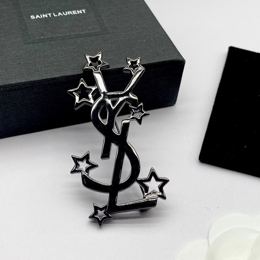 Star-Accent Stacked Letter Brooch