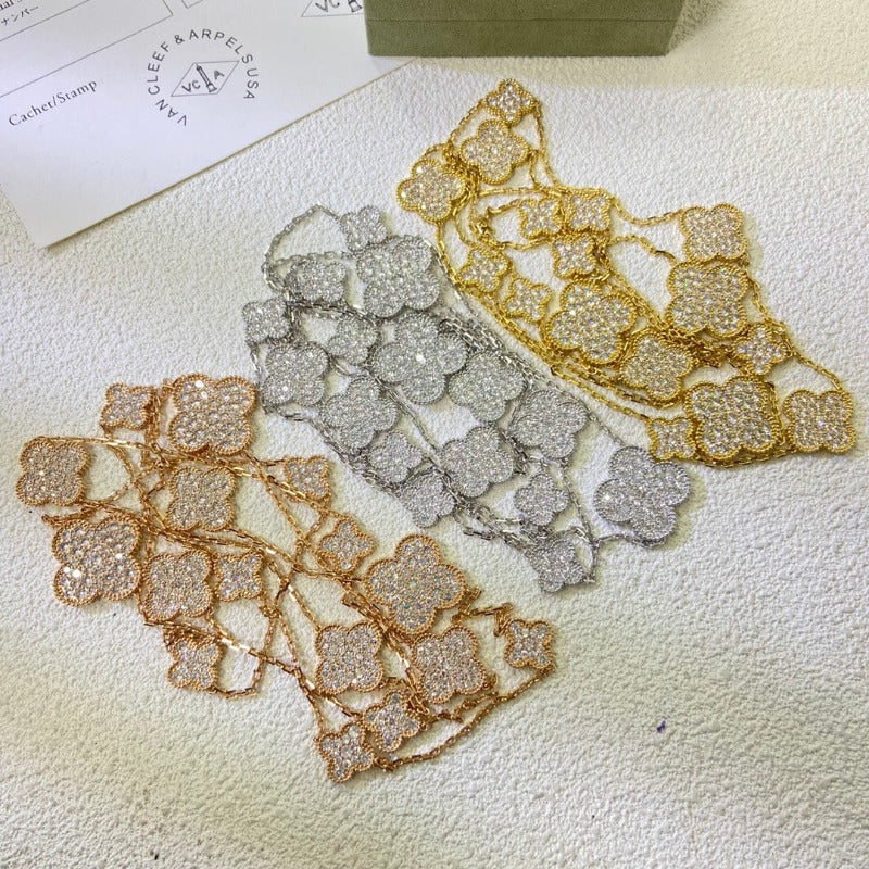 Textured Quatrefoil Station Necklace
