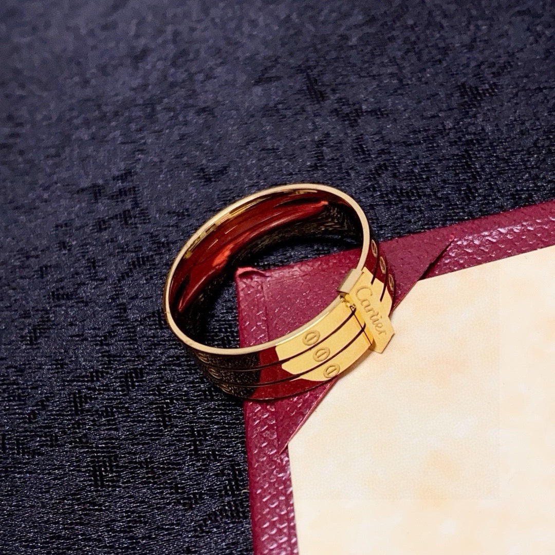 Polished Triple-Band Ring with Bar Detail