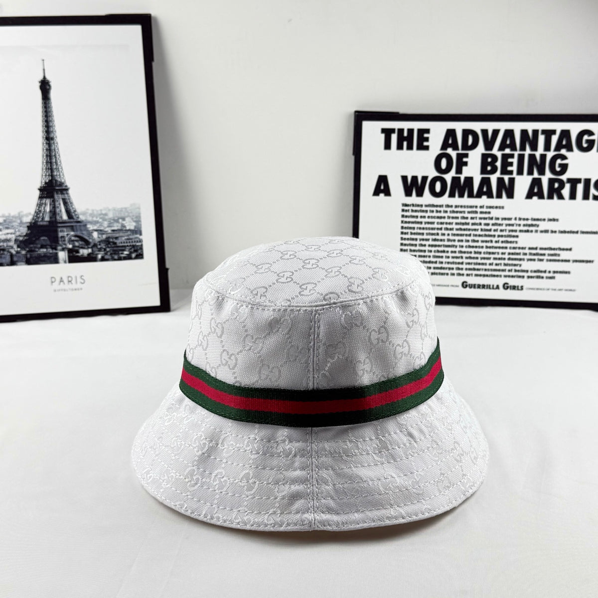 Monogram Bucket Hat with Web Stripe