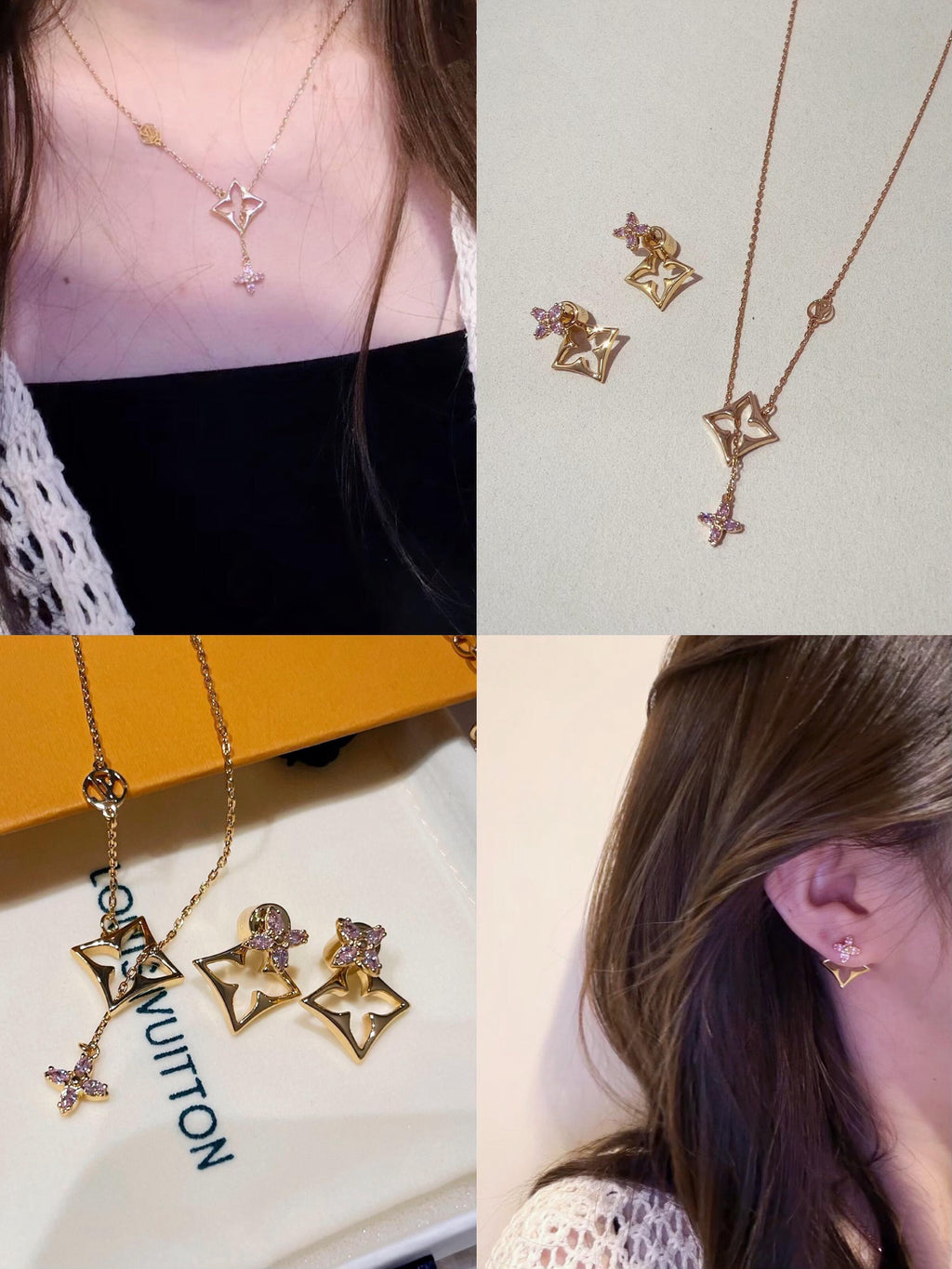 Collier pendentif ajouré à motif floral
