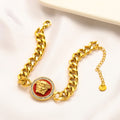 304 Stainless Steel Round Medallion Curb Chain Bracelet