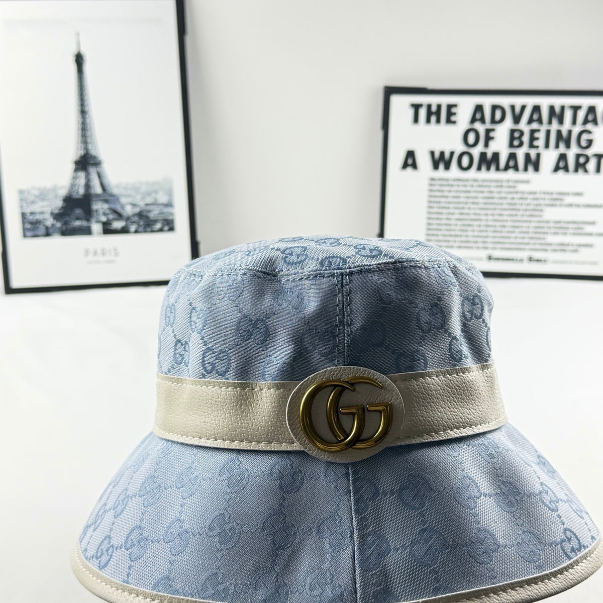 Monogram Bucket Hat with Contrast Band