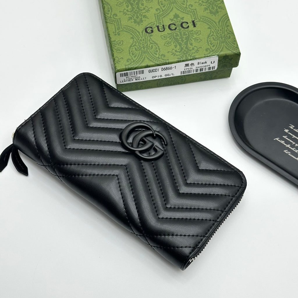 Chevron Quilted Long Zip Wallet 011