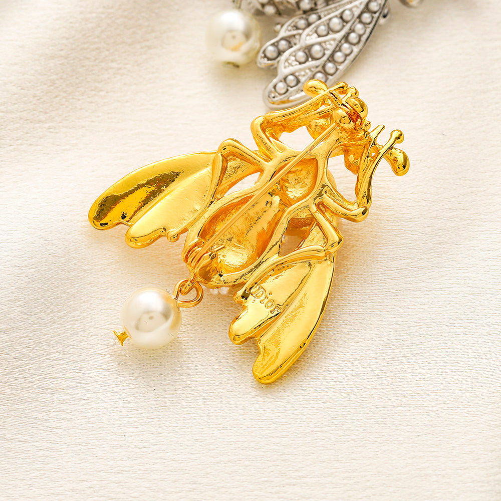 Broche de abeja de aleación con colgante de cuentas