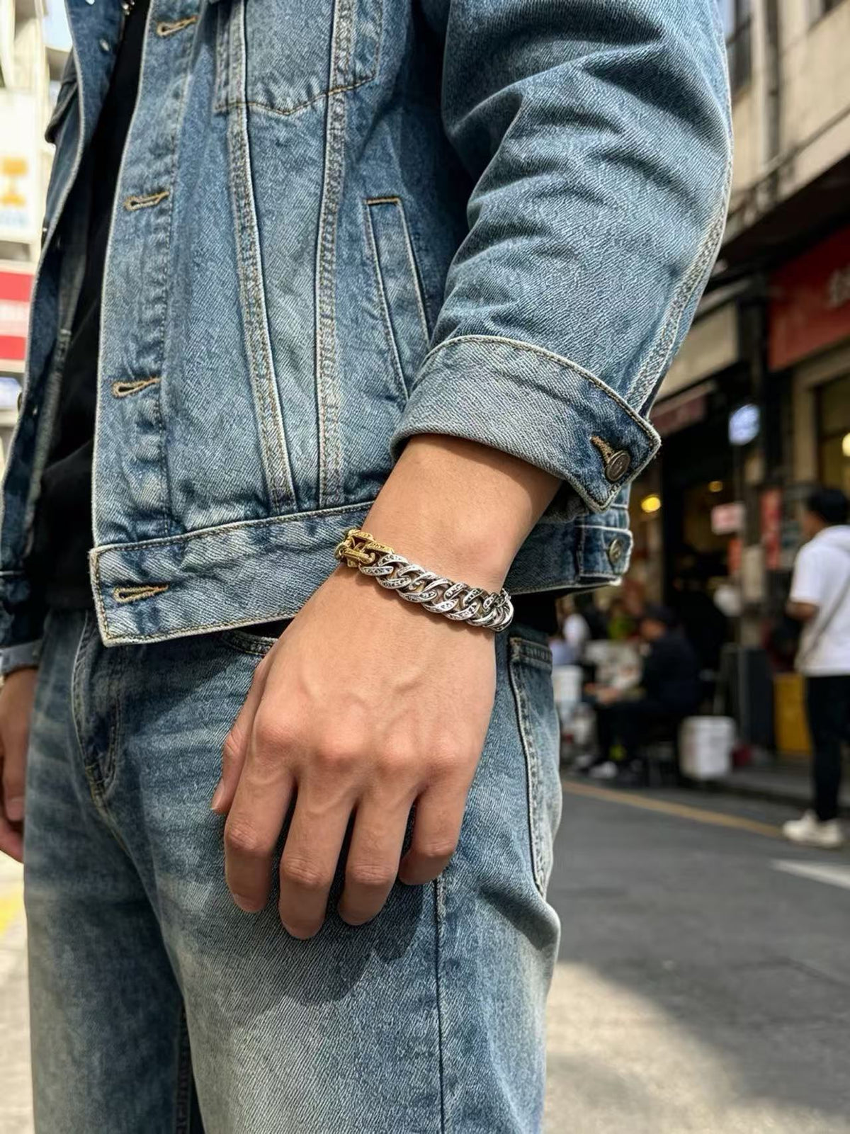 Two-Tone Mixed-Link Chain Bracelet