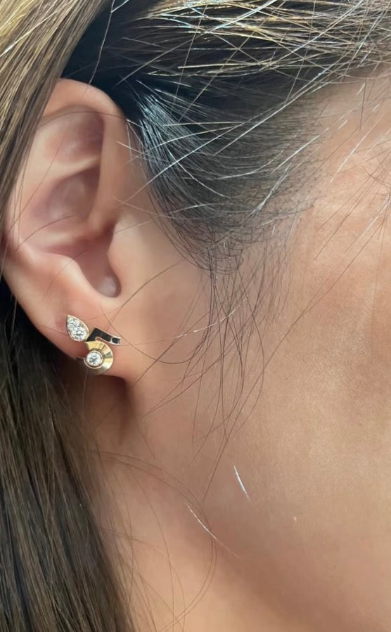 Number 5 & Teardrop Stud Earrings