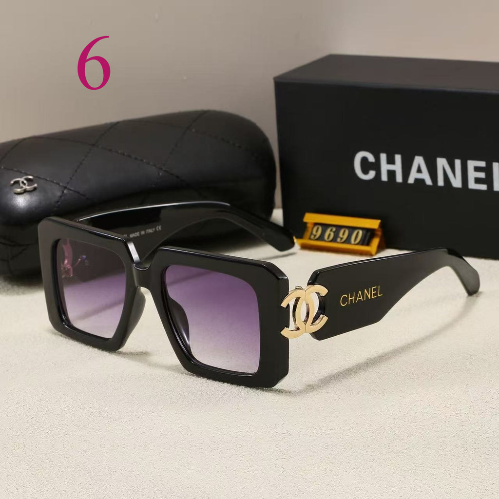 Chunky Square Sunglasses with Interlocking Logo Temples