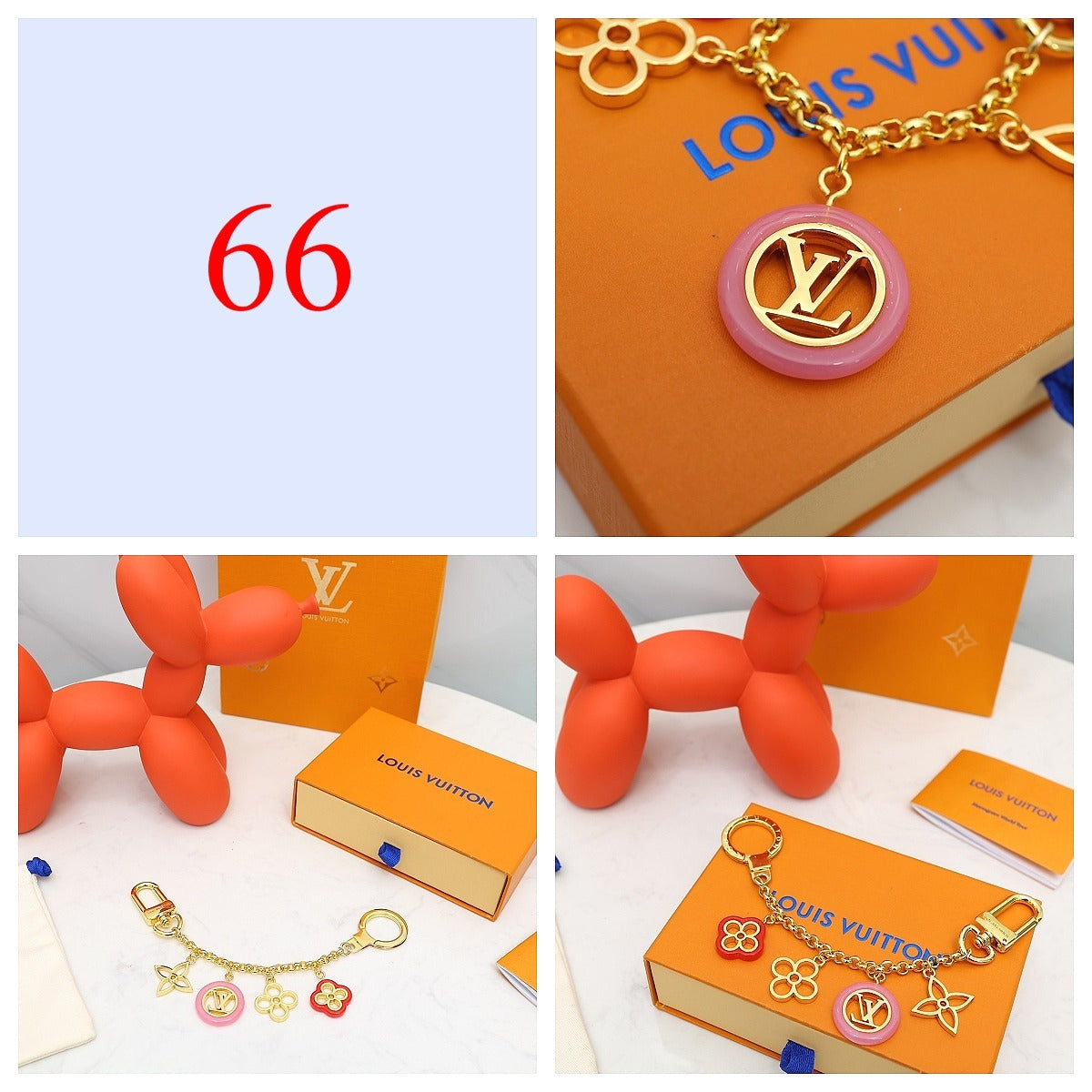 Floral & Letter Charm Keychain - Style Options