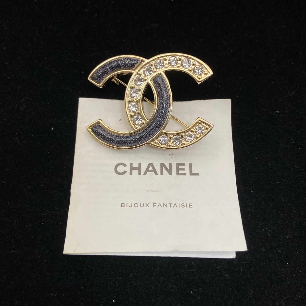 Slim Stone-Set Interlocking Emblem Brooch