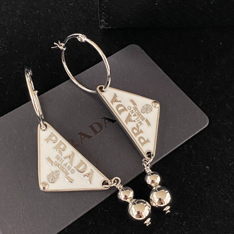Triangle & Bead Charm Hoop Earrings