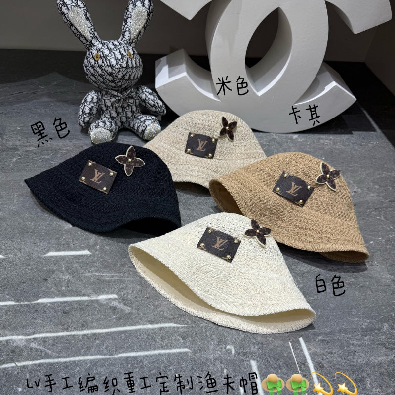 Crochet Bucket Hat with Floral Accent
