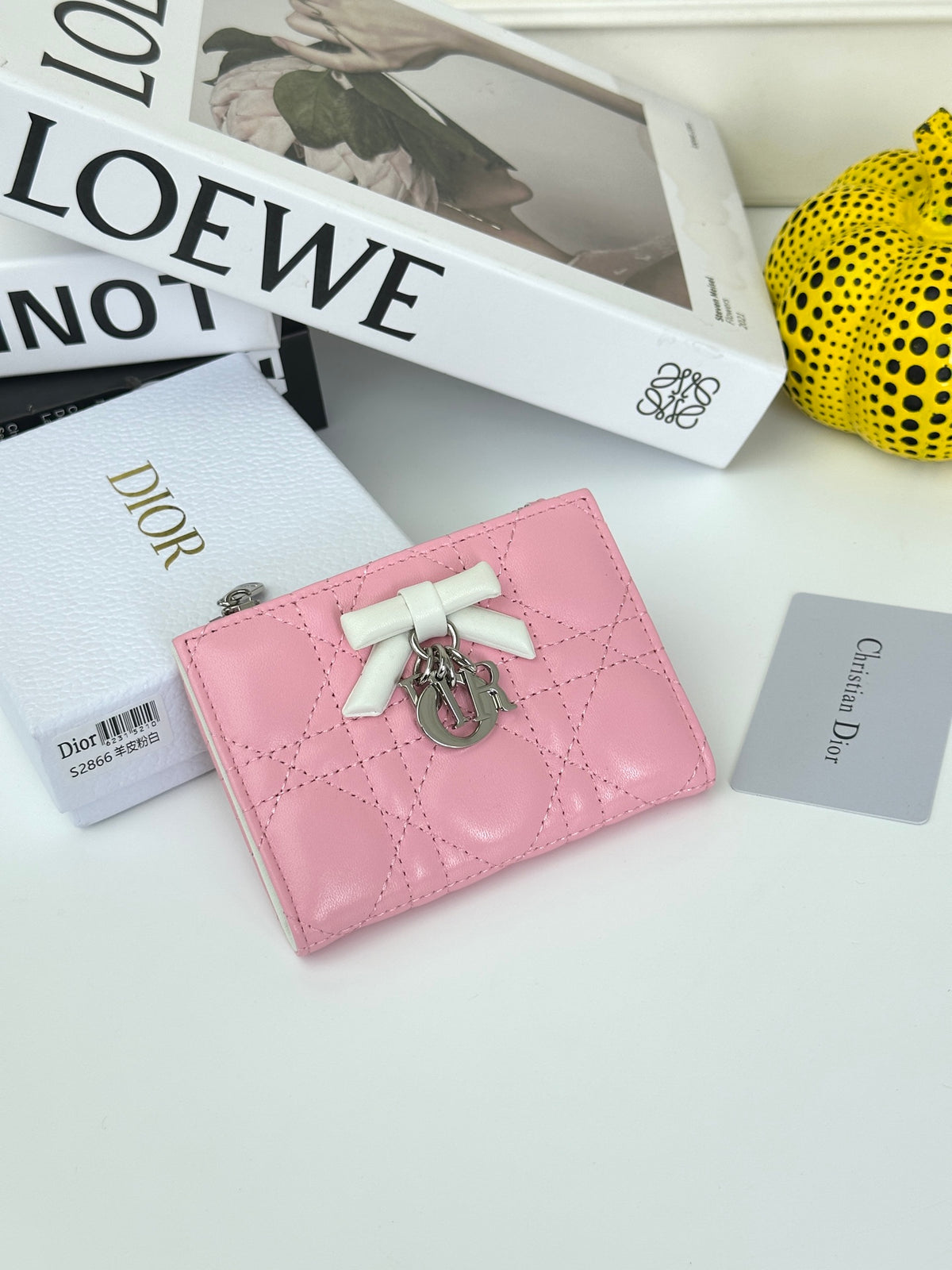 Quilted Flap Wallet with Letter Charms 015