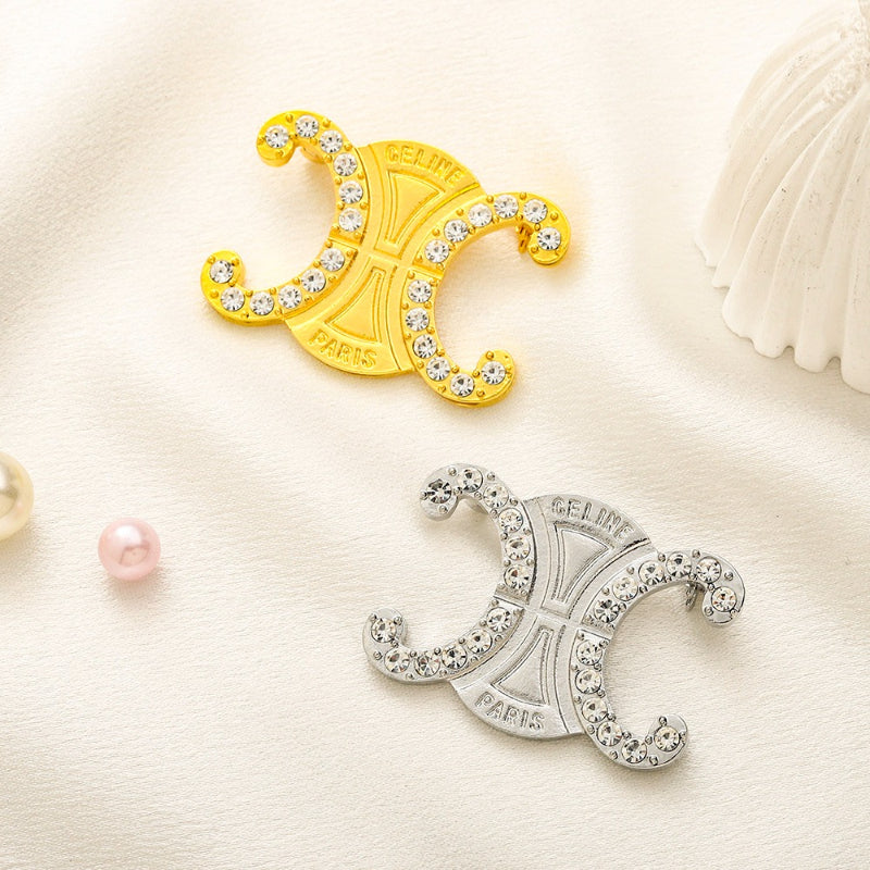 Alloy Steel Stone Outline Emblem Brooch
