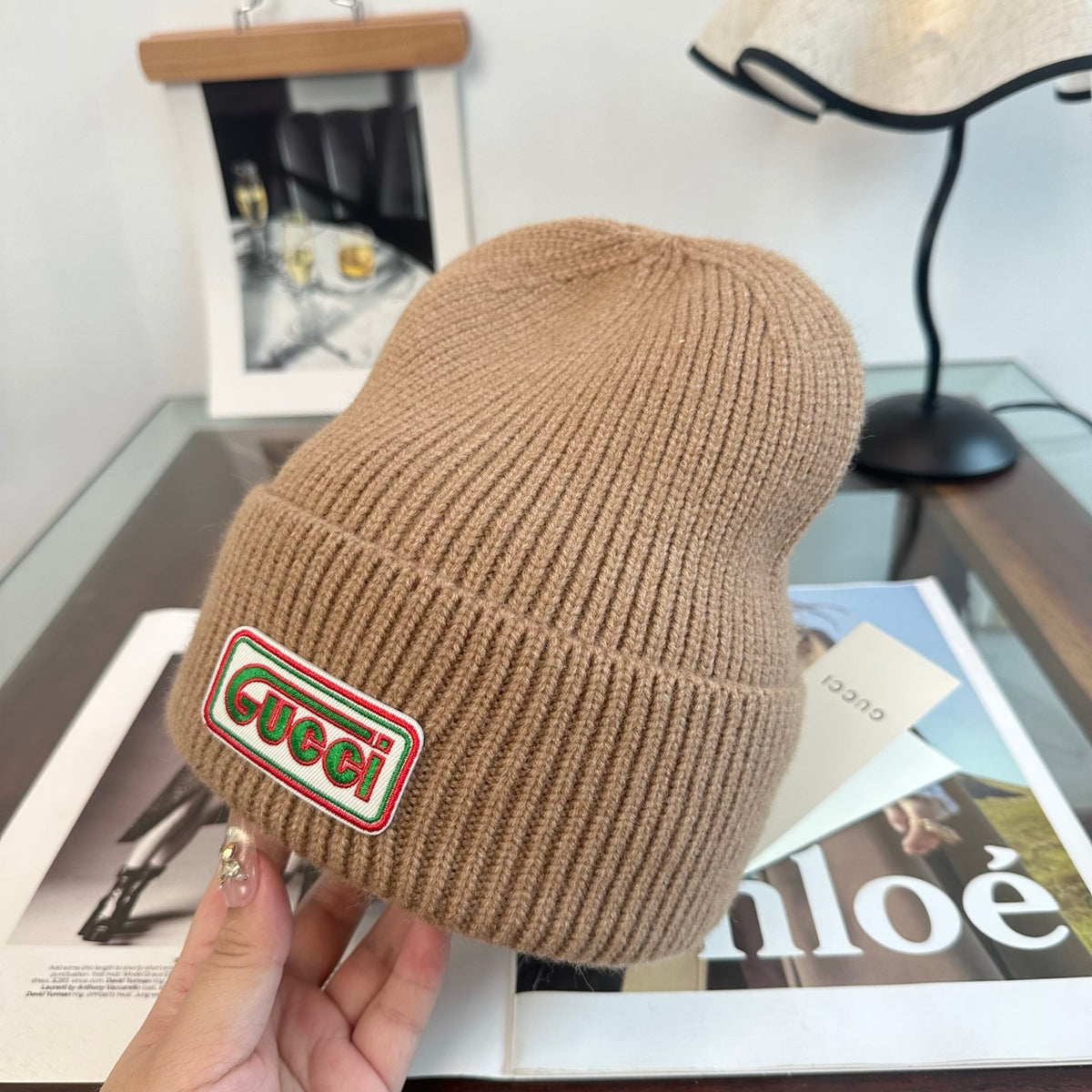 Ribbed Cuffed Beanie with Lettered Patch