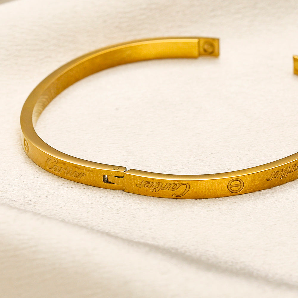 Bracelet jonc fin en acier inoxydable 304 poli et gravé
