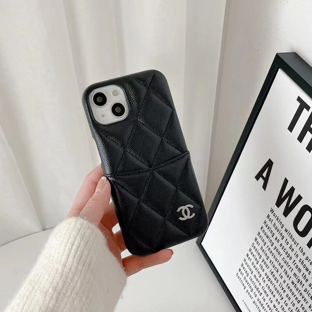 Quilted Phone Case with Flap Card Pocket