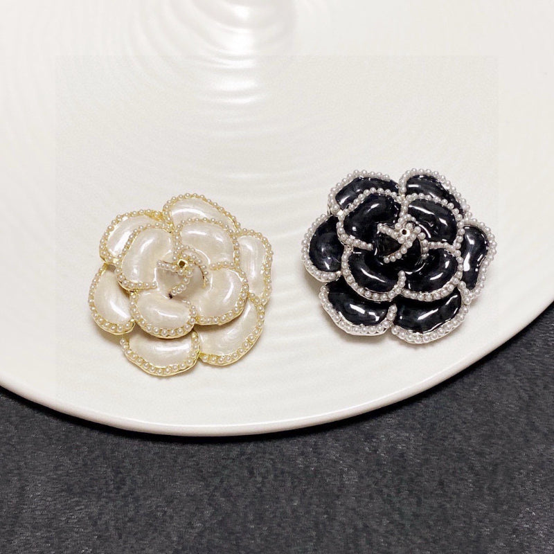 Beaded Camellia Flower Brooch